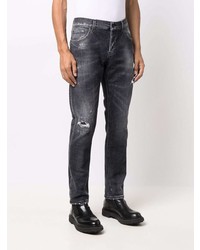 dunkelgraue Jeans mit Destroyed-Effekten von Dondup