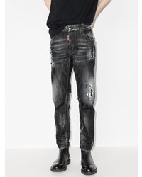 dunkelgraue Jeans mit Destroyed-Effekten von DSQUARED2