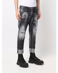 dunkelgraue Jeans mit Destroyed-Effekten von DSQUARED2