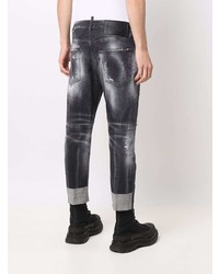 dunkelgraue Jeans mit Destroyed-Effekten von DSQUARED2