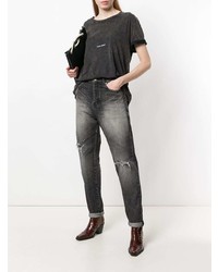 dunkelgraue Jeans mit Destroyed-Effekten von Saint Laurent