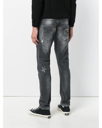 dunkelgraue Jeans mit Destroyed-Effekten von Philipp Plein