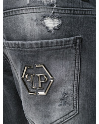 dunkelgraue Jeans mit Destroyed-Effekten von Philipp Plein