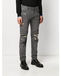 dunkelgraue Jeans mit Destroyed-Effekten von Balmain