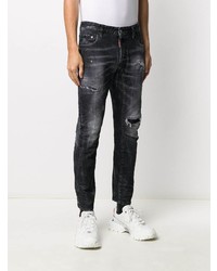 dunkelgraue Jeans mit Destroyed-Effekten von DSQUARED2