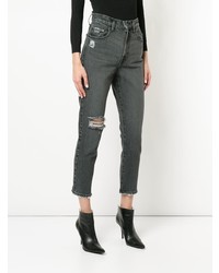 dunkelgraue Jeans mit Destroyed-Effekten von Nobody Denim