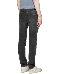 dunkelgraue Jeans mit Destroyed-Effekten von Balmain