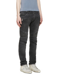 dunkelgraue Jeans mit Destroyed-Effekten von Balmain