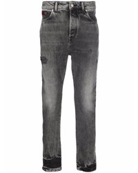 dunkelgraue Jeans mit Destroyed-Effekten von John Richmond