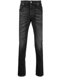 dunkelgraue Jeans mit Destroyed-Effekten von John Richmond