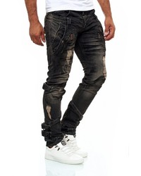 dunkelgraue Jeans mit Destroyed-Effekten von KINGZ