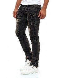 dunkelgraue Jeans mit Destroyed-Effekten von KINGZ