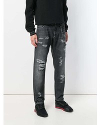 dunkelgraue Jeans mit Destroyed-Effekten von Philipp Plein