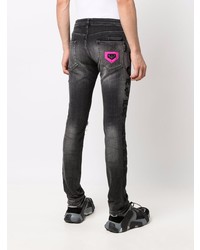 dunkelgraue Jeans mit Destroyed-Effekten von Philipp Plein