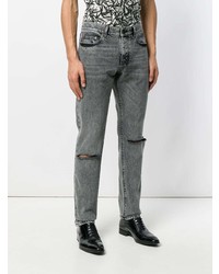 dunkelgraue Jeans mit Destroyed-Effekten von Saint Laurent