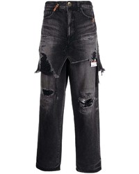 dunkelgraue Jeans mit Destroyed-Effekten von Maison Mihara Yasuhiro