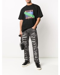 dunkelgraue Jeans mit Destroyed-Effekten von Philipp Plein