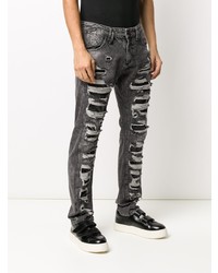 dunkelgraue Jeans mit Destroyed-Effekten von Philipp Plein