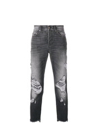 dunkelgraue Jeans mit Destroyed-Effekten von Overcome