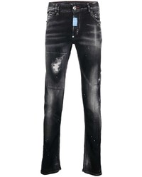 dunkelgraue Jeans mit Destroyed-Effekten von Philipp Plein