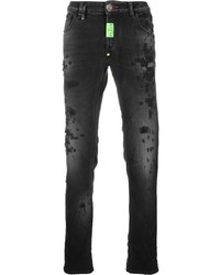 dunkelgraue Jeans mit Destroyed-Effekten von Philipp Plein