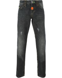 dunkelgraue Jeans mit Destroyed-Effekten von Philipp Plein