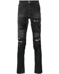 dunkelgraue Jeans mit Destroyed-Effekten von Philipp Plein