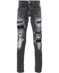 dunkelgraue Jeans mit Destroyed-Effekten von Philipp Plein