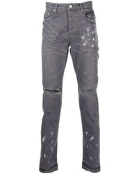 dunkelgraue Jeans mit Destroyed-Effekten von purple brand