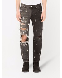 dunkelgraue Jeans mit Destroyed-Effekten von Dolce & Gabbana