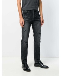 dunkelgraue Jeans mit Destroyed-Effekten von Saint Laurent