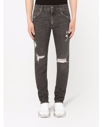 dunkelgraue Jeans mit Destroyed-Effekten von Dolce & Gabbana