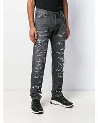 dunkelgraue Jeans mit Destroyed-Effekten von Philipp Plein