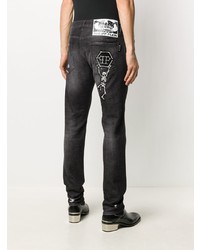 dunkelgraue Jeans mit Destroyed-Effekten von Philipp Plein