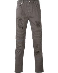 dunkelgraue Jeans mit Destroyed-Effekten von Stampd