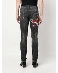 dunkelgraue Jeans mit Destroyed-Effekten von Philipp Plein