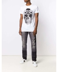 dunkelgraue Jeans mit Destroyed-Effekten von Philipp Plein