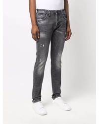 dunkelgraue Jeans mit Destroyed-Effekten von Philipp Plein