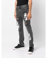 dunkelgraue Jeans mit Destroyed-Effekten von Haculla