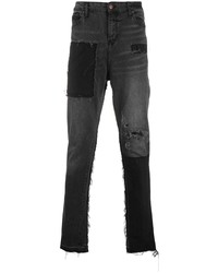 dunkelgraue Jeans mit Flicken