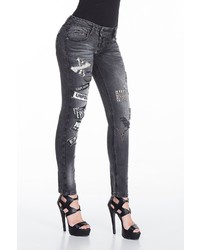 dunkelgraue Jeans mit Flicken von CIPO & BAXX