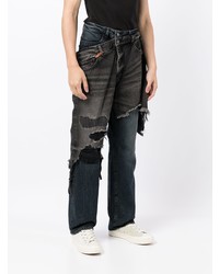 dunkelgraue Jeans mit Flicken von Maison Mihara Yasuhiro