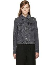 dunkelgraue Jeansjacke mit Destroyed-Effekten von Givenchy