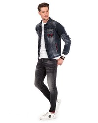 dunkelgraue Jeansjacke von Cipo & Baxx