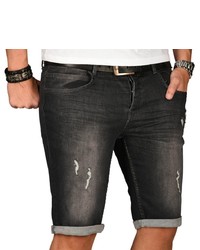 dunkelgraue Jeansshorts mit Destroyed-Effekten von Alessandro Salvarini