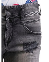 dunkelgraue Jeansshorts mit Destroyed-Effekten von Herrlicher