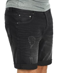 dunkelgraue Jeansshorts mit Destroyed-Effekten von Solid