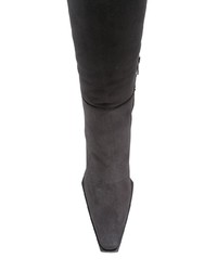 dunkelgraue kniehohe Stiefel aus Wildleder von Ann Demeulemeester