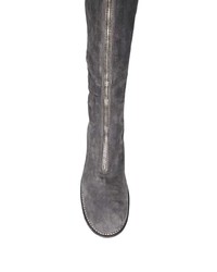 dunkelgraue kniehohe Stiefel aus Wildleder von Guidi
