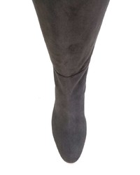dunkelgraue kniehohe Stiefel aus Wildleder von Sergio Rossi